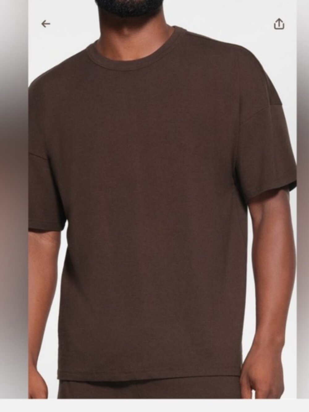 SKIMS Jersey Lounge Men's T-Shirt Size Large Espresso Brown Soft Relaxed Fit